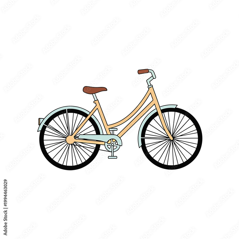 Fototapeta premium Retro Pastel City Bicycle Vector Illustration