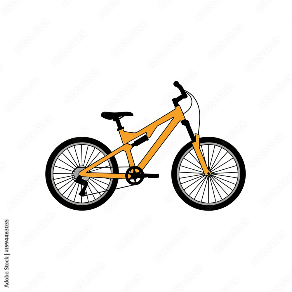 Fototapeta premium Orange mountain bike vector illustration isolated on white