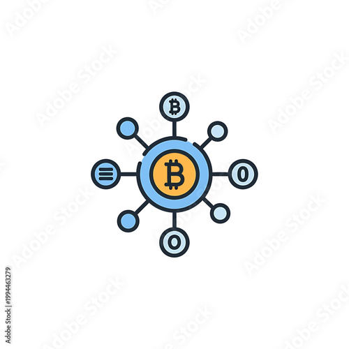 Bitcoin Blockchain Network Connection Digital Currency Illustration