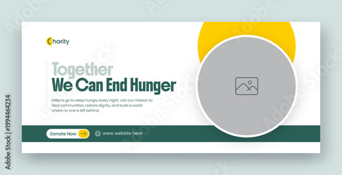 Charity fundraising & donation web banner and facebook cover design template 
