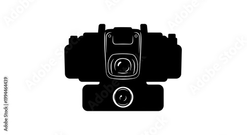 Black silhouette of a dual lens car dashboard camera vector art