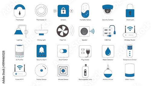 smart home icon set with devices