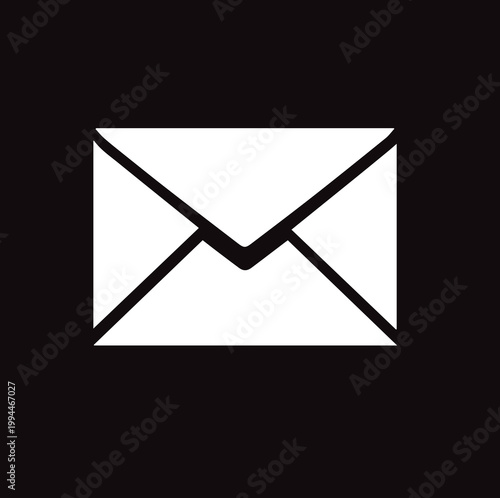 Outline envelope with shadow effect, flat vector
