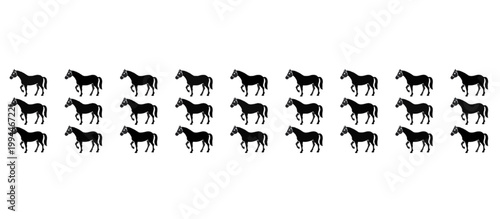 Black horse silhouette wearing fly mask vector pattern. Isolated flat design illustration