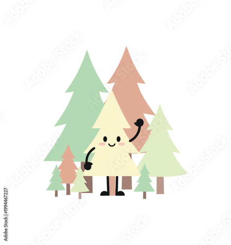 Botanist examining plant specimen with magnifying glass illustration