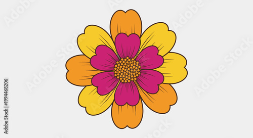 Colorful flower illustration isolated on white background for design