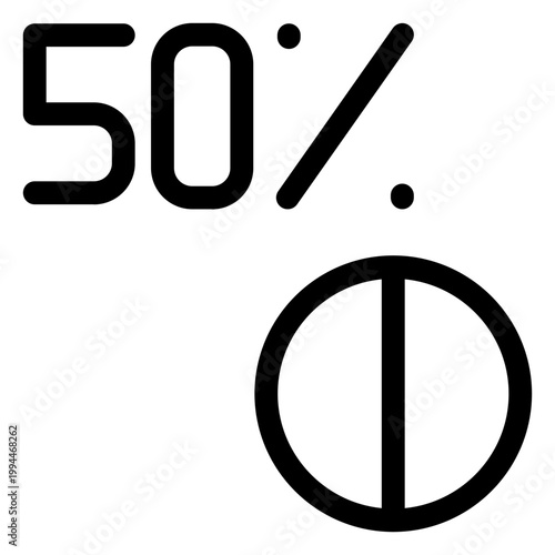 Graphic shows fifty percent on a white background