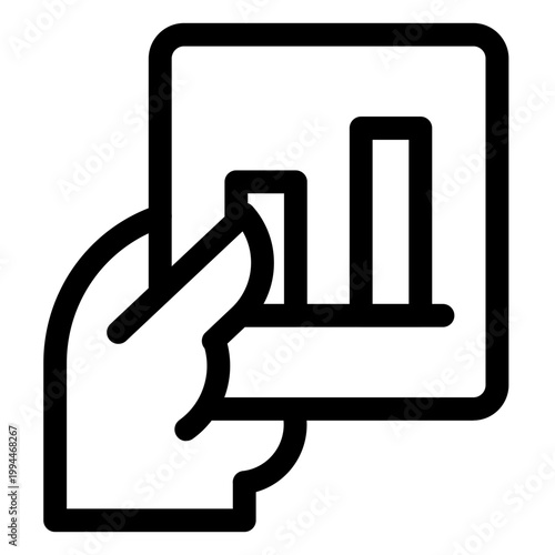 Hand interacts with graph on screen device