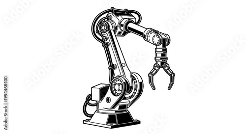 Industrial robotic arm isolated on white background for technology concepts