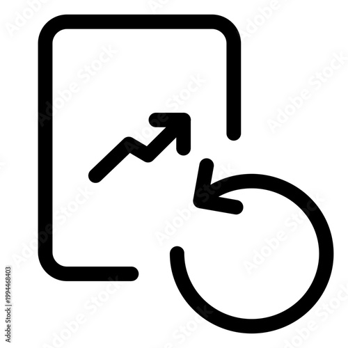 A graph on a screen with an increasing trend and refresh button