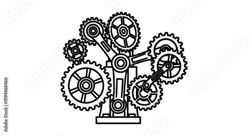 Mechanical gears illustration representing industry and engineering on white background