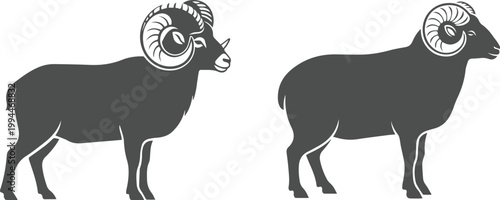 Ram Head Emblem Vector Illustration with Detailed Engraved Style eps 10