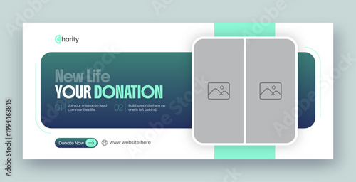 Charity fundraising & donation web banner and facebook cover design template 
