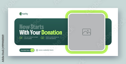 Charity fundraising & donation web banner and facebook cover design template 

