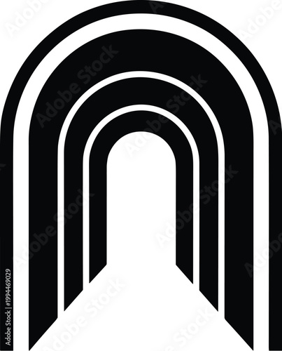Abstract Minimalist Archway Doorway Gateway Tunnel Corridor with Concentric Arches and a Path Leading Forward, Representing Opportunity, Progress, and Future Journeys, Geometric Modern Design for Web