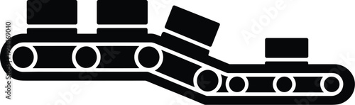 Industrial Conveyor Belt System Moving Boxes Seamlessly Through Factory Floor: Automation, Mass Production, Logistics, Supply Chain, Warehouse Operations, Manufacturing Process, Distribution, Goods Tr