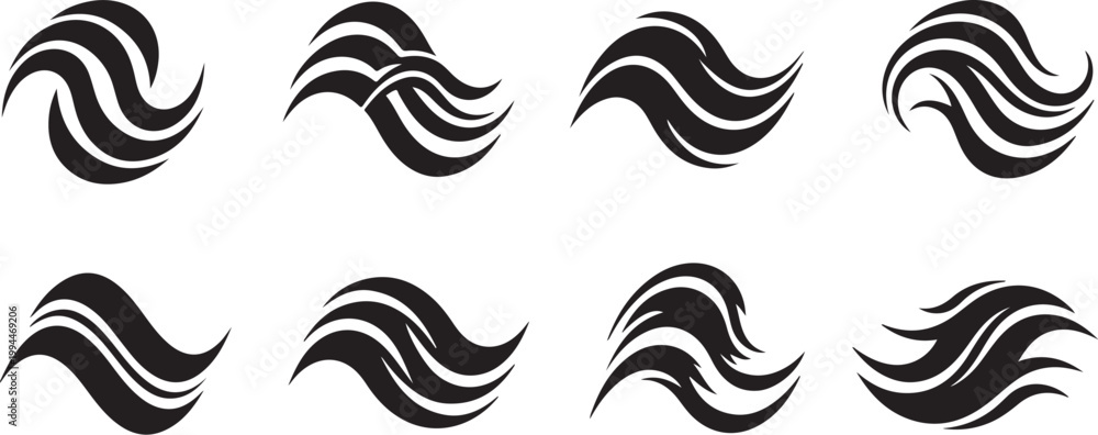 Fototapeta premium Black and White Abstract Wave Logos Collection
