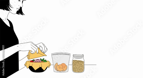 Person preparing healthy homemade granola with oats, honey, and nuts in kitchen jars. Homemade snack ingredients in glass containers for baking. Concept homemade snack ideas for food bloggers.