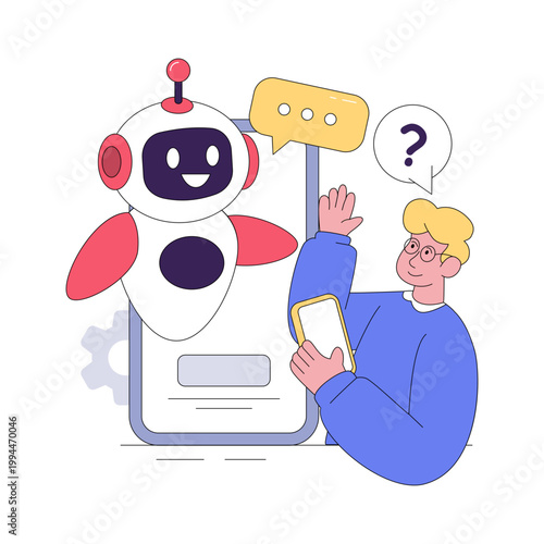 Editable design illustration of chatbot assistant 