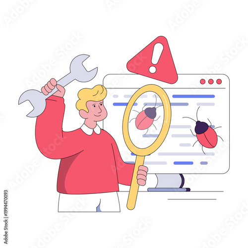 Creative design illustration of bug fixing 