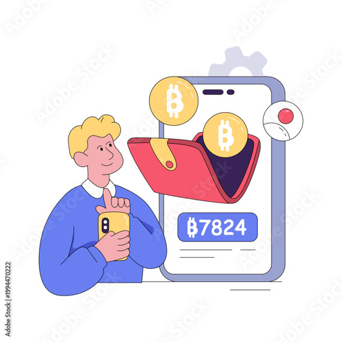 A unique design illustration of bitcoin wallet 