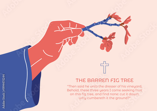 The Barren Fig Tree Parable Illustration – Biblical Quote and Christian Concept