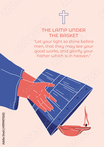 Let Your Light Shine Biblical Concept – Parable of the Lamp and Basket Illustration