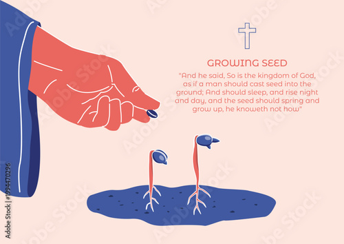 Parable of the Growing Seed Illustration – Biblical Quote and Christian Concept