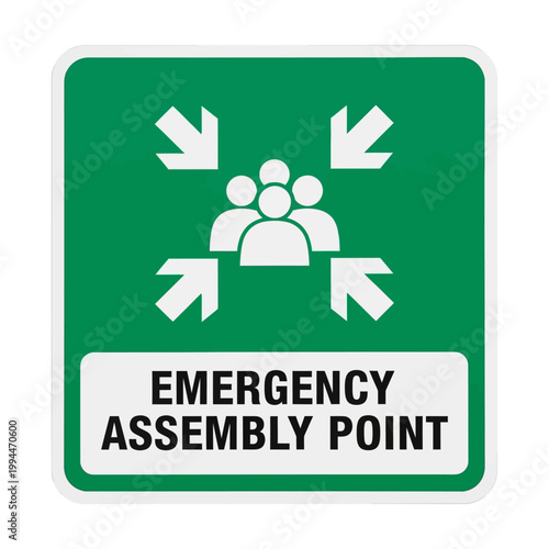 Emergency responders assemble quickly at designated meeting point outside.