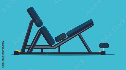 Illustration of exercise equipment, a modern gym bench with adjustable back and seat