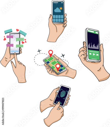 Mobile App Interaction Concept Illustration