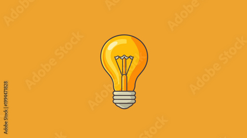 A vibrant illustration showcasing a glowing lightbulb against a warm orange background