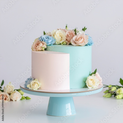 Beautifully Decorated Pastel Birthday Cake