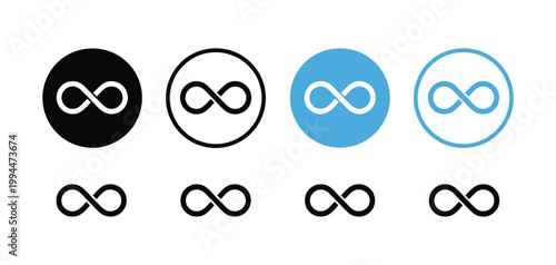 Tableau sur toile Infinity icon endless loop symbol set, eternal limit concept, flat silhouette an