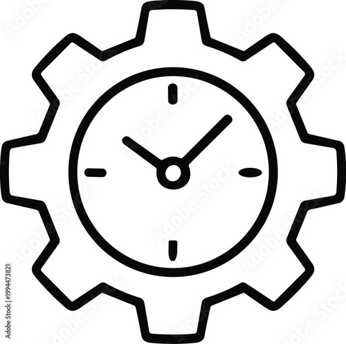gear clock icon. Vector linear icon set - stock vector.