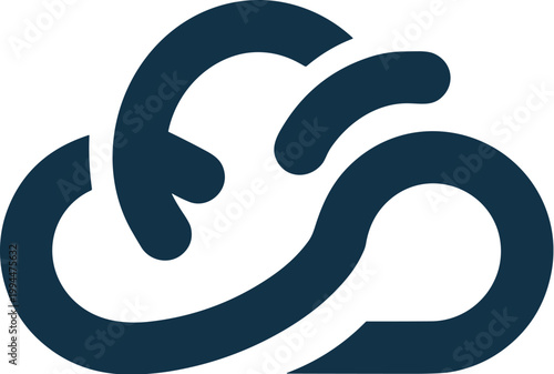 Seamless infinity loop cloud icon representing continuous data flow and unlimited cloud computing services, perfect for tech startups, digital transformation, and SaaS platforms, symbolizing innovatio