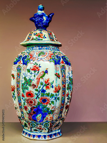 Ornate Floral Ceramic Vase