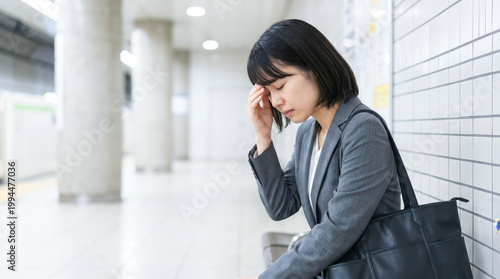 Obraz w ramie 出勤途中、不安や憂鬱、めまいで出社できない女性