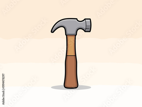 Cartoon Claw Hammer Isolated on Minimal Gradient Background, Tools Collection Graphic Resource for DIY Projects, Construction, Carpentry and Home Improvement Concepts, Simple Vector Art for Design Ass