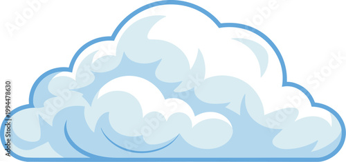 Fluffy Cartoon Cloud Floating in Sky: A Whimsical Representation of Weather, Atmosphere, and Ideas for Digital Art and Design Projects. Perfect for Children's Illustrations, Weather Forecasts, Cloud C