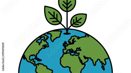Green planet Earth sprout plant symbolizing growth and renewal, environmental sustainability concept for a healthier future, eco-friendly lifestyle, fresh start, organic organic farming and nature con