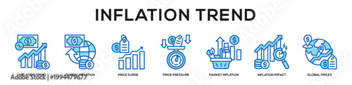 blue - Inflation Trend web banner icon vector illustration concept