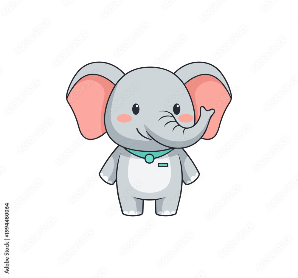 Fototapeta premium Cartoon elephant illustration isolated on black background