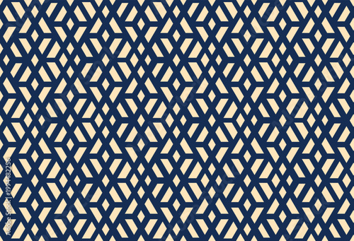Abstract geometric pattern. A seamless vector background. Golden and dark blue ornament. Graphic modern pattern. Simple lattice graphic design