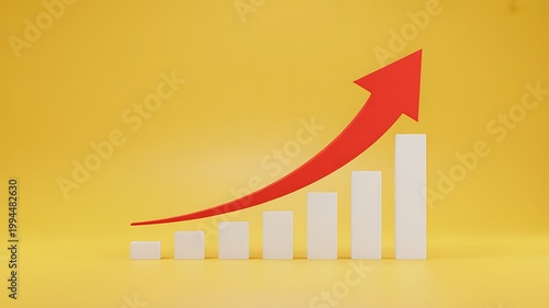 Growing graph, business success, upward trend, financial growth chart