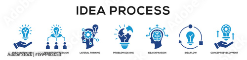 Glyphcolor - Idea Process web banner icon vector illustration concept