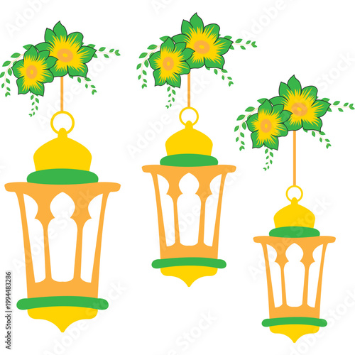 Islamic Floral and Lantern Decoration