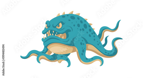 Blue Monster Creature with Tentacles.