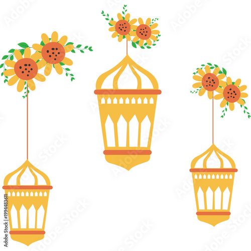 Islamic Floral and Lantern Decoration