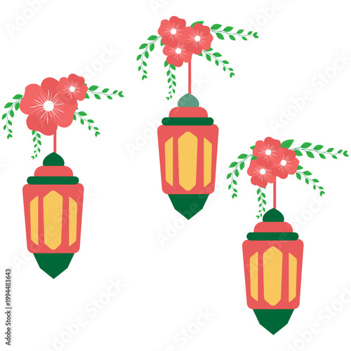 Islamic Floral and Lantern Decoration